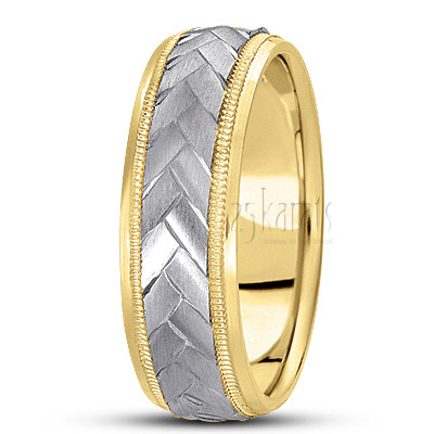 Herringbone Pattern Designer Wedding Band  - view 4