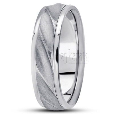 Satin Finish Ridged Designer Wedding Band  - view 2