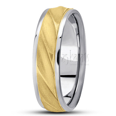 Satin Finish Ridged Designer Wedding Band  - view 3