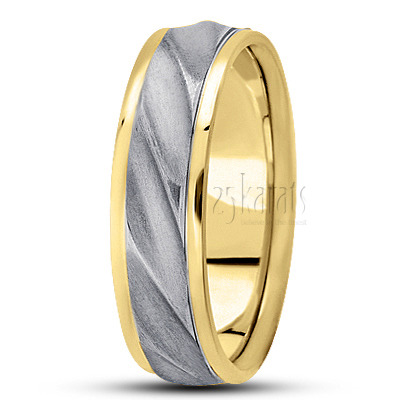 Satin Finish Ridged Designer Wedding Band  - view 4