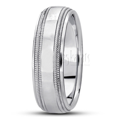 Fine Milgrain Carved Design Wedding Band  - view 2