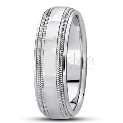 Fine Milgrain Carved Design Wedding Band  - view 2 of 8