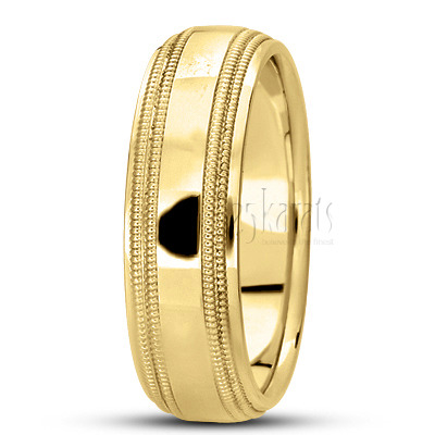 Fine Milgrain Carved Design Wedding Band  - view 3