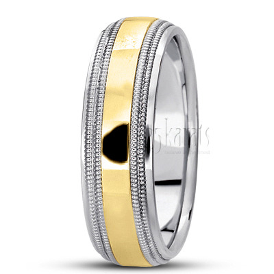 Fine Milgrain Carved Design Wedding Band  - view 4