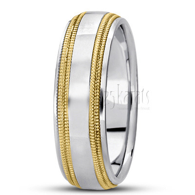 Fine Milgrain Carved Design Wedding Band  - view 1 of 8