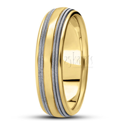 Fine Milgrain Carved Design Wedding Band  - view 6