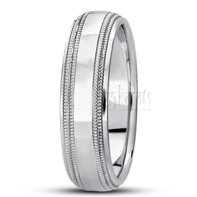 Fine Milgrain Carved Design Wedding Band  - view 7