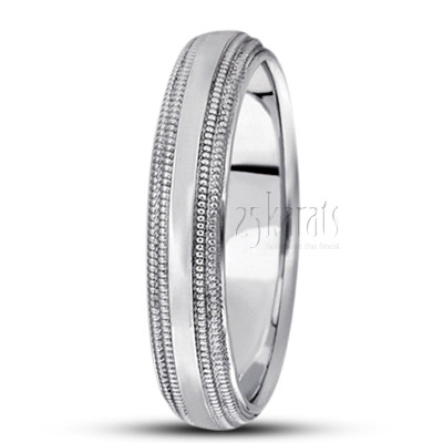 Fine Milgrain Carved Design Wedding Band  - view 8