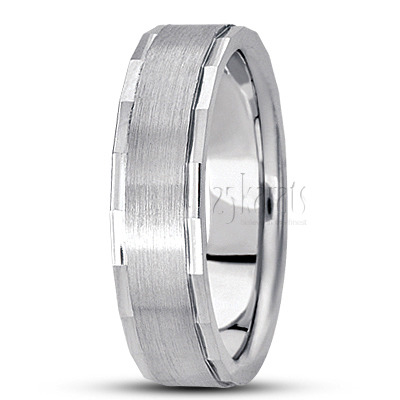 Fine Angular Edge Wedding Ring  - view 3