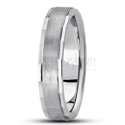 Fine Angular Edge Wedding Ring  - view 4