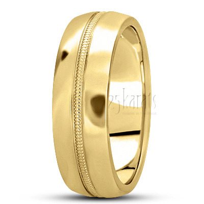 Center Milgrain Carved Design Wedding Ring - view 3