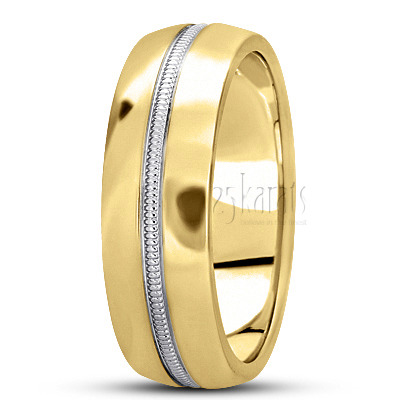 Center Milgrain Carved Design Wedding Ring - view 4