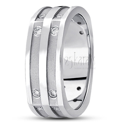 Four Sided Diamond Wedding Ring - view 2