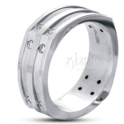 Four Sided Diamond Wedding Ring - view 7