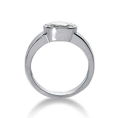 Oval Cut Bezel Set Solitaire Engagement Ring - view 2