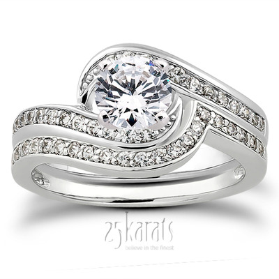 Bypass Shank Pave Setting Diamond Bridal Ring (0.24 t.c.w.) - view 28