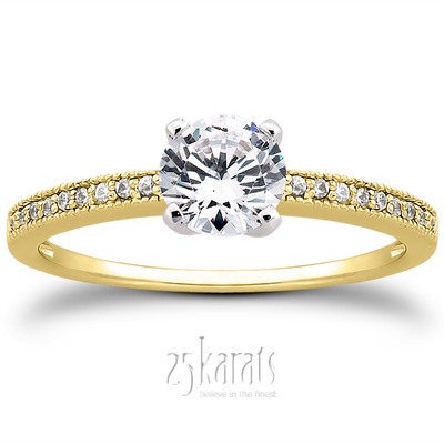 Pave Set Mill Grained Diamond Bridal Ring (0.09 t.c.w.) - view 28 of 28