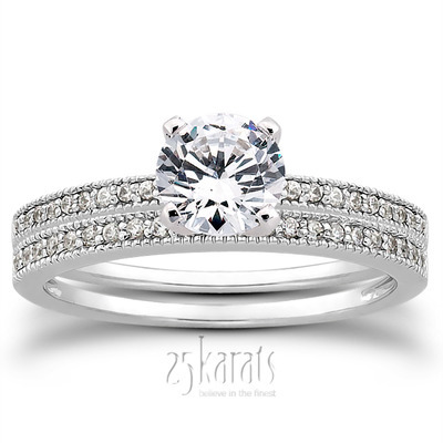 Pave Set Mill Grained Diamond Bridal Ring (0.09 t.c.w.) - view 25 of 28