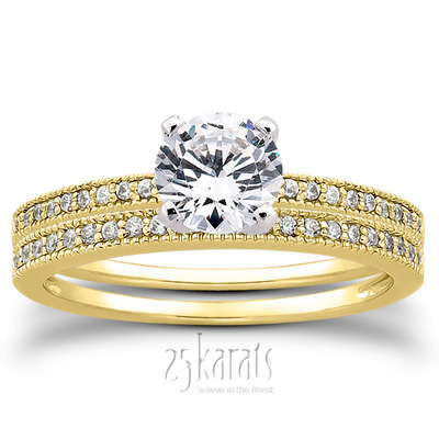 Pave Set Mill Grained Diamond Bridal Ring (0.09 t.c.w.) - view 24 of 28