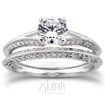 Pave Set Split Shank Diamond Bridal Ring (0.18 t.c.w.) - view 25