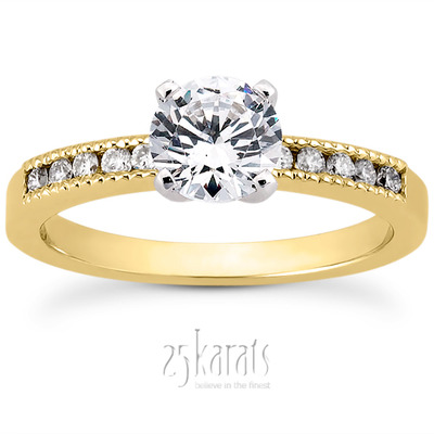 Mill Grained Channel Set Diamond Bridal Ring (0.15 t.c.w.) - view 27