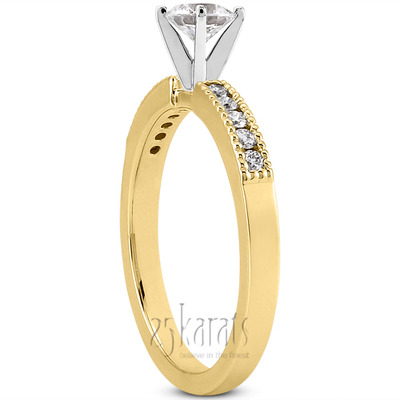 Mill Grained Channel Set Diamond Bridal Ring (0.15 t.c.w.) - view 26