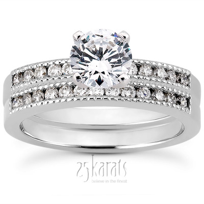 Mill Grained Channel Set Diamond Bridal Ring (0.15 t.c.w.) - view 25