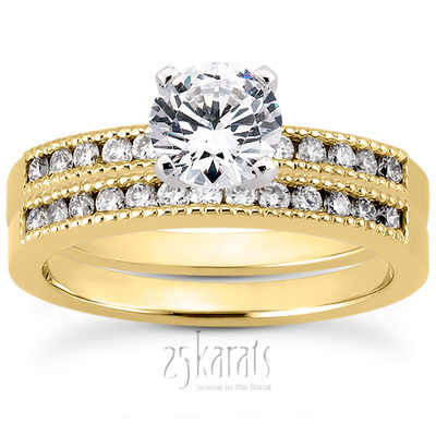 Mill Grained Channel Set Diamond Bridal Ring (0.15 t.c.w.) - view 24