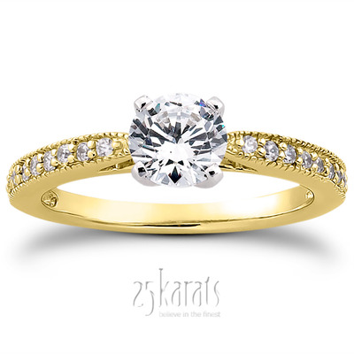 Classic Pave Set Cathedral With Mill Grained Edge Diamond Bridal Ring - view 28