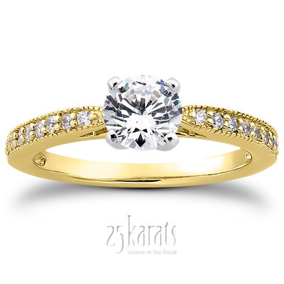 Classic Pave Set Cathedral With Mill Grained Edge Diamond Bridal Ring - view 28 of 28