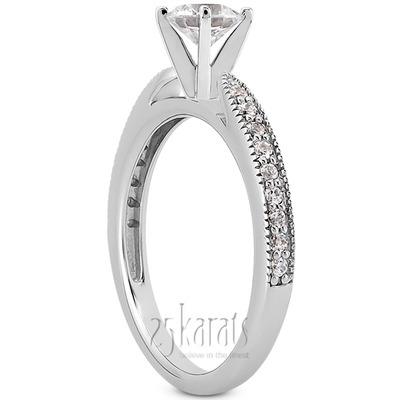 Classic Pave Set Cathedral With Mill Grained Edge Diamond Bridal Ring - view 27