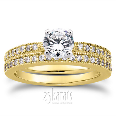 Classic Pave Set Cathedral With Mill Grained Edge Diamond Bridal Ring - view 24