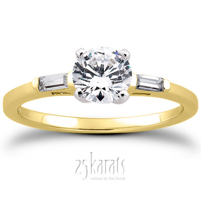 Three Stone Baguette Diamond Engagement Ring (0.12 t.c.w.) - view 27