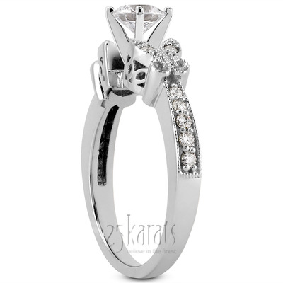 Pave Set Mill Grained Edge Engagement  Ring (0.16 ct. t.w.) - view 30