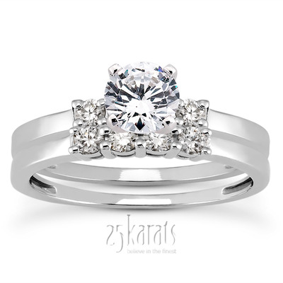 Basket Setting Three Stone Round Diamond Bridal Ring (0.10 t.c.w.) - view 25