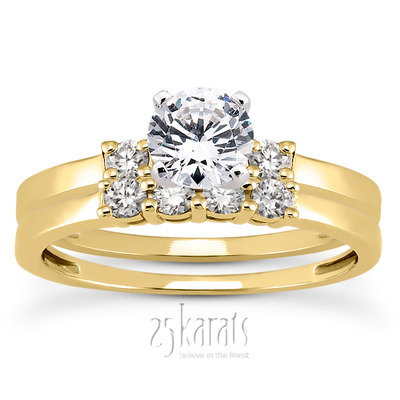 Basket Setting Three Stone Round Diamond Bridal Ring (0.10 t.c.w.) - view 24