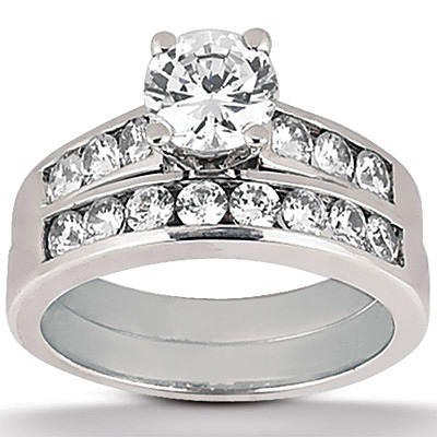 Channel Set Basket Center Diamond Bridal Ring - view 3