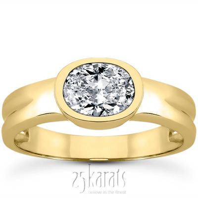 Oval Cut Bezel Set Engagement Ring  - view 2