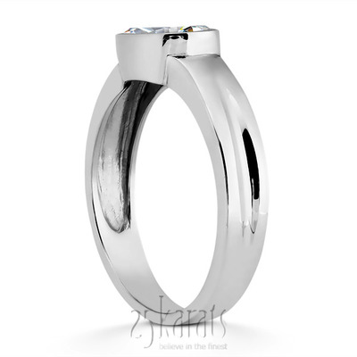 Oval Cut Bezel Set Engagement Ring  - view 3