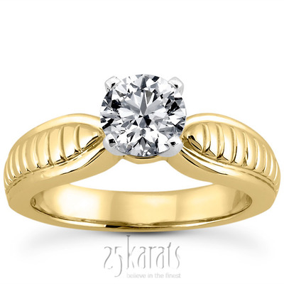 Engraved Solitaire Diamond Engagement Ring - view 3