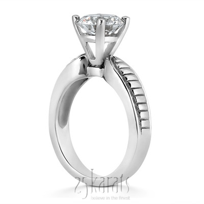 Engraved Solitaire Diamond Engagement Ring - view 4