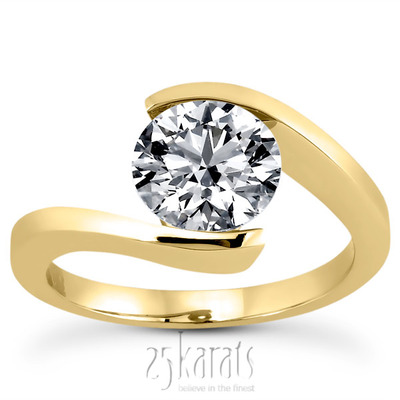 Round Cut Tension Setting  Solitaire Engagement Ring - view 2