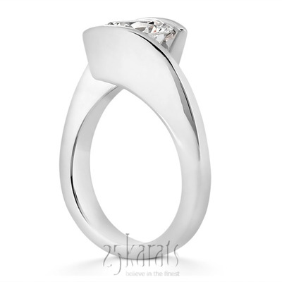 Round Cut Tension Setting  Solitaire Engagement Ring - view 3