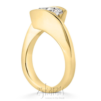 Round Cut Tension Setting  Solitaire Engagement Ring - view 4