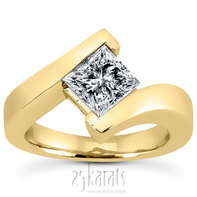 Princess Cut Bar Set Solitaire  Engagement Ring - view 2