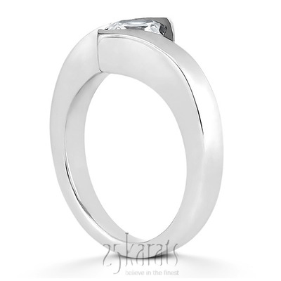 Princess Cut Bar Set Solitaire  Engagement Ring - view 3