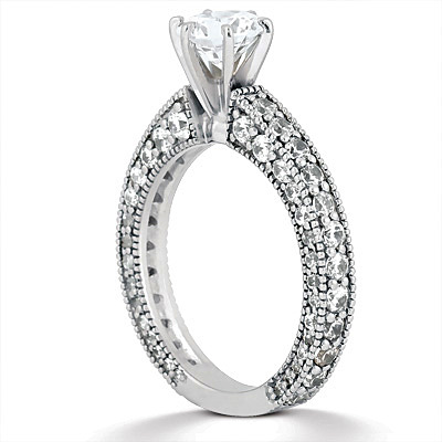 Prong Set Mill Grained Diamond Bridal Ring (0.93 ct. tw.) - view 2