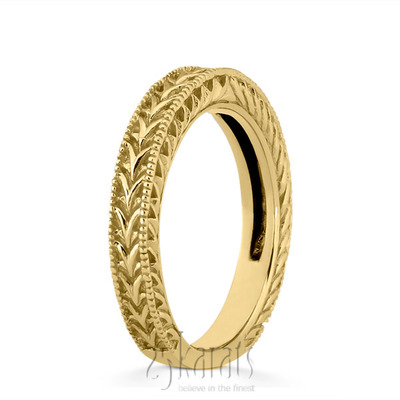 Hand Engraved Vintage Wedding Ring with Filigree and Milgrain - view 3