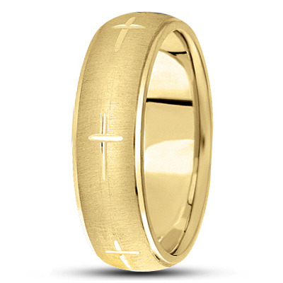 Exquisite Cross Carved Design Wedding Ring  - view 3