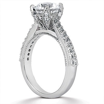 Round Cut Shared Prong Set Cathedral  Bridal Ring (0.31 ct. wt.) - view 2